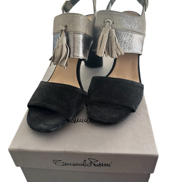 Elegant Silver and Black Tassel Sandals Emanuela Passeri  size 40 EU- NWB box - Picture 5 of 6